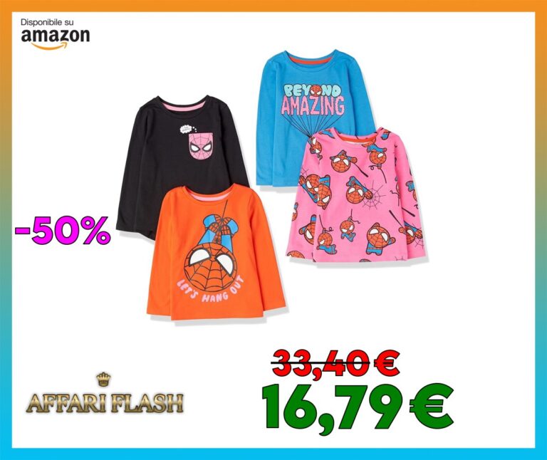Amazon Essentials Disney | Marvel | Star Wars Maglie a Maniche Lunghe (precedentemente Spotted Zebra) Bambine e Ragazze, Pacco da 4