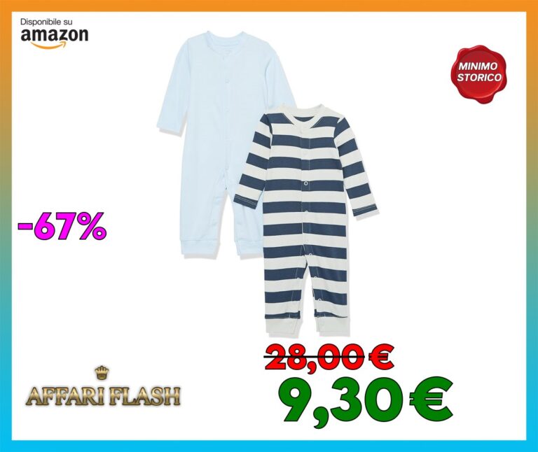 ️ Amazon Essentials Tutina Senza Piedi in Cotone Biologico (precedentemente Amazon Aware) Unisex Bimbi, Pacco da 2