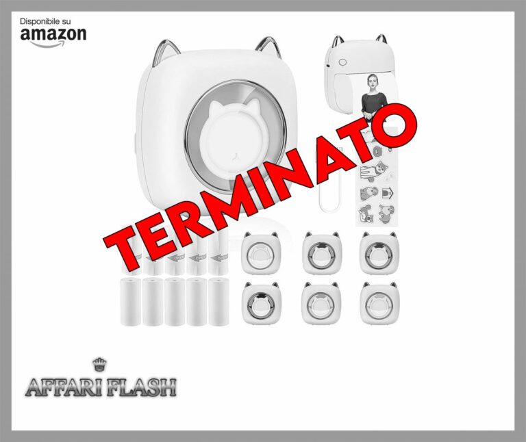 Mini Stampante Fotografica,Stampante Termica,immagine per foto, stampa di ricevute,stampante fotografica,con 10 rotoli di carta 1 adesivo per smartphone per Fotografica Note Elenco Memo (Led White)