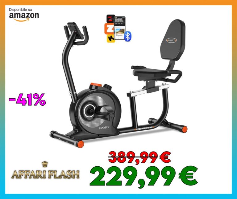 ️ Cyclette da casa Magnetica, Recumbent Ergometro con 16 Livelli di Resistenza Regolabili, Display LCD e App connection Cyclette per casa, Monitoraggio della Frequenza Cardiaca, Capacità 180kg