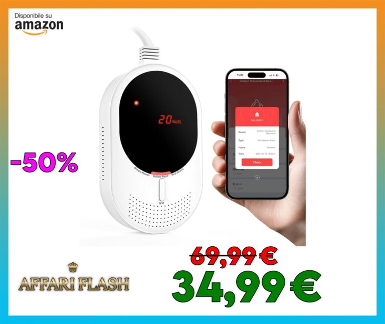 PHYSEN Rilevatore di Gas e Monossido di Carbonio WiFi, Monitoraggio App Smart Life, Certificato EN50291 e EN50194, Rivelatore di Gas Combustibile per Metano e CO per Cucina, Locale, Caldaia, Garage