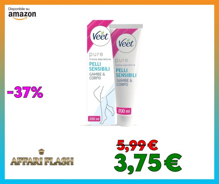 Veet Crema Depilatoria Pelli Sensibili, per Gambe, Braccia, Ascelle e Zona Bikini, 200 ml