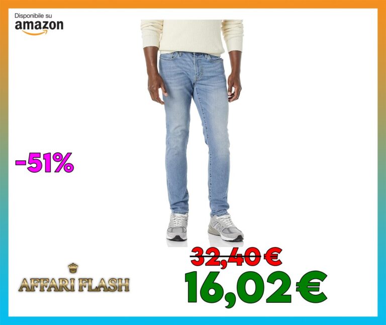 Amazon Essentials Jeans Elasticizzati a Vita Alta vestibilità Attillata Uomo