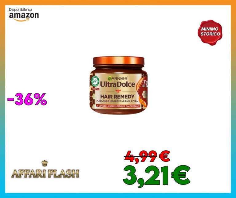 Garnier Ultra Dolce Tesori di Miele, Maschera Riparatrice Per Capelli Danneggiati, 97% Origine Naturale, 1 Minuto di Posa, Senza siliconi, Hair Remedy, 340 ml