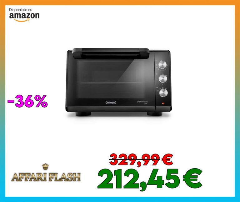 De’Longhi Sfornatutto Chef EO34302 Forno Elettrico Ventilato con 4 Modalità di Cottura, Porta Doppio Vetro, Temperatura 80