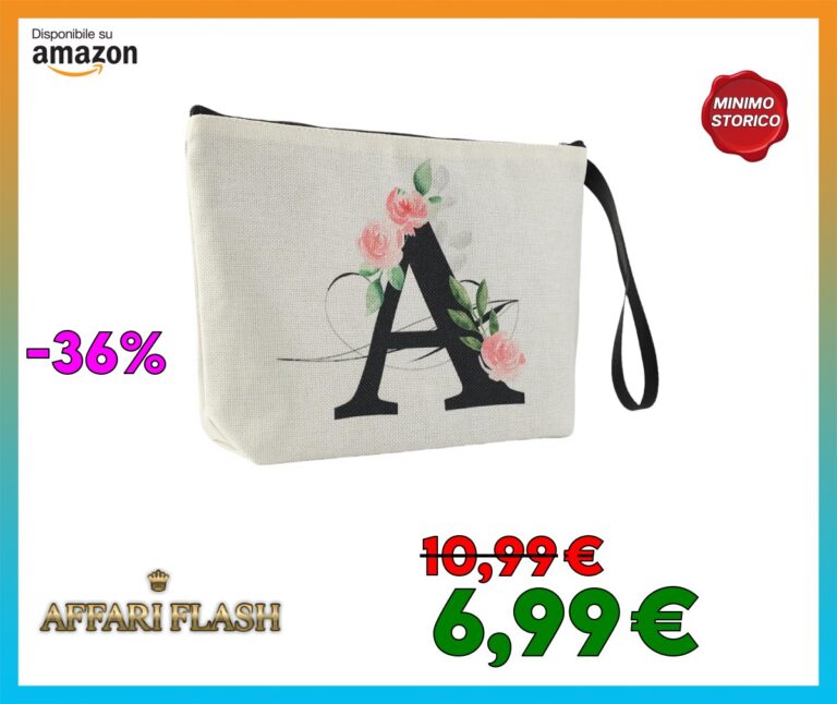Blisswave Pochette Donna, Pochette Trucchi Personalizzata con Nome Dalla A alla Z, Cerniera In Metallo di Alta Qualità, Design di Stampa Raffinato, Foderata, Regali Personalizzati (Beige)