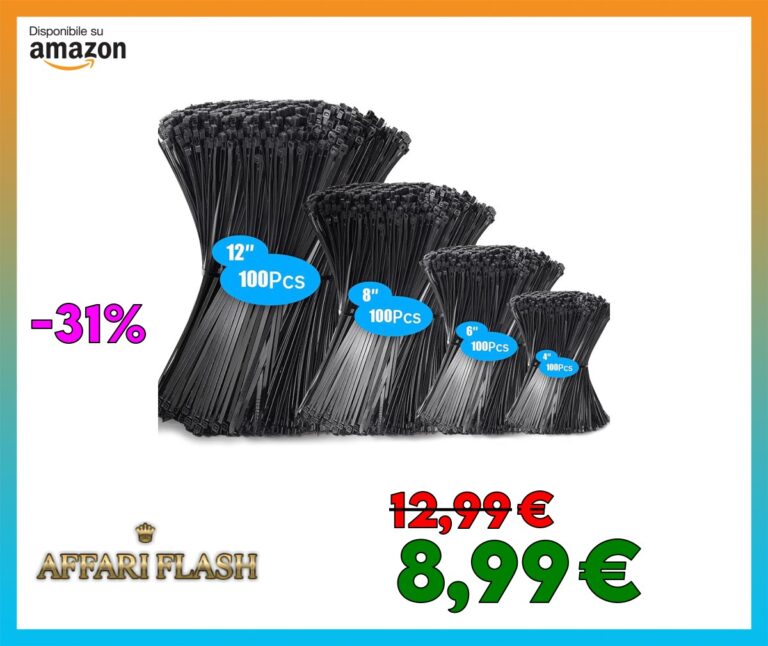 400 pezzi Fascette Elettricista Nere, 100/150/200/300mm Fascette Plastica, Fascette Nere Resistente Allatemperature, Resistenza Alla Rottura 18 kg per Gestione dei Cavi Elettrici, Fili, Giardinaggio
