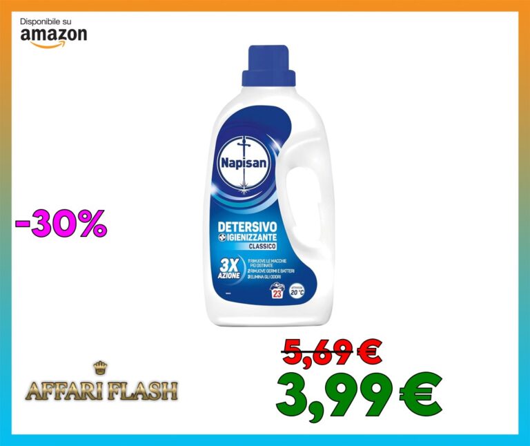 Napisan Detersivo Lavatrice Liquido, Detersivo Igienizzante, Classico 3x azione, Lavaggi, Nessun Colore, 1.15 l, Senza Profumazione. da 23 lavaggi