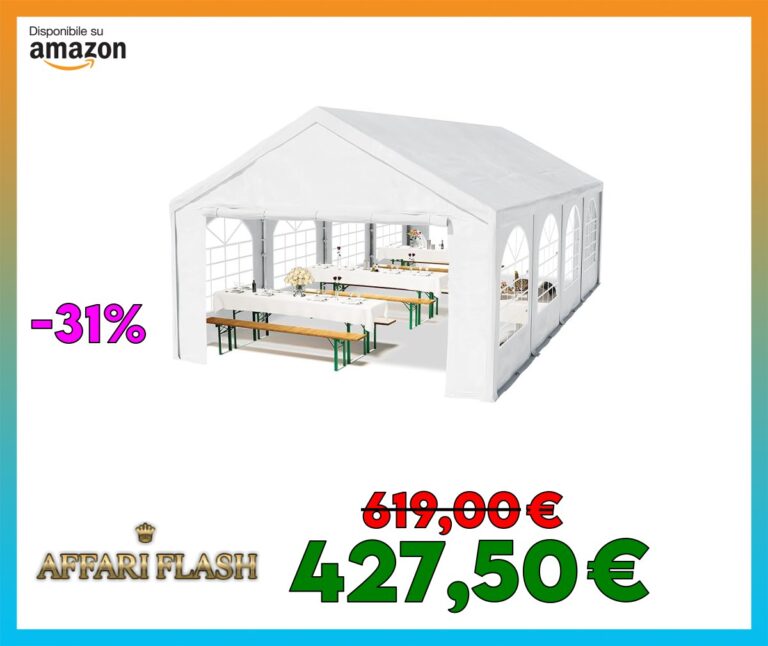 Tendone per feste 4×8 m Gazebo party per sagre, mercati 450 N bianco impermeabile protezione UV