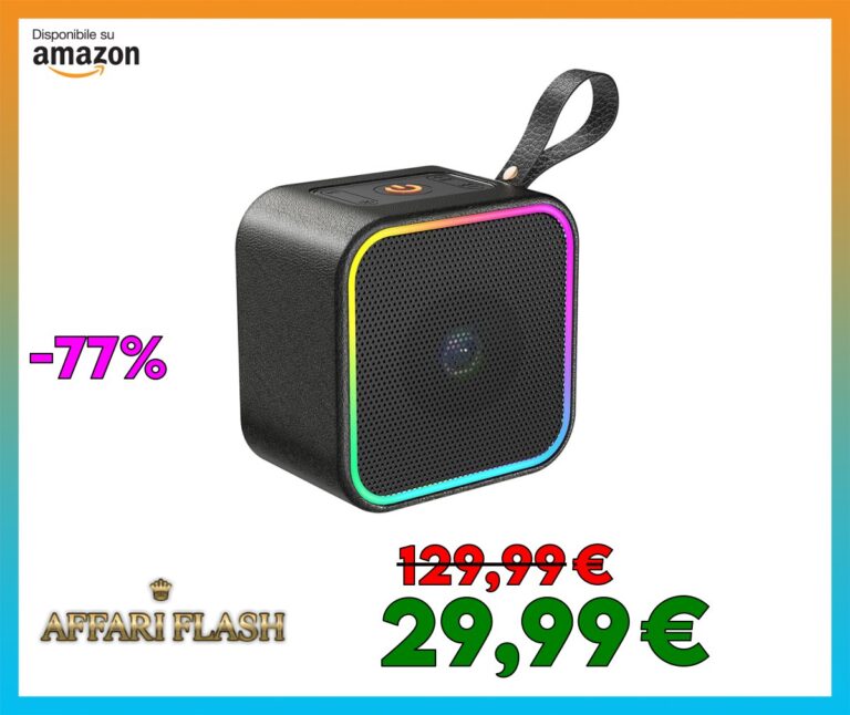 Cassa Bluetooth Portatile, Speaker Bluetooth 5.3 Altoparlante Wireless con Luce LED Colorata Cassa Portatile, Suono Stereo con Mic Incorporato, 10 Ore di Riproduzione per Casa, Esterno, Viaggi 2025