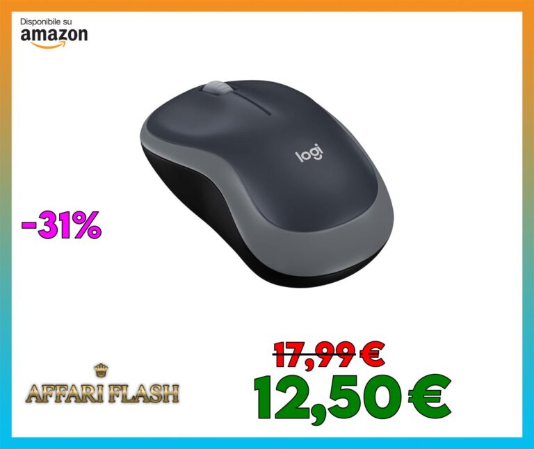 Logitech M185 Mouse Wireless, 2,4 GHz con Mini Ricevitore USB, Durata Batteria di 12 Mesi, Tracciamento Ottico 1000 DPI, Ambidestro, Compatibile con PC, Mac, Laptop