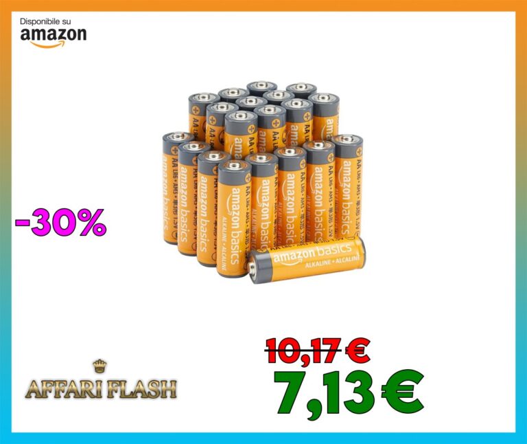 Amazon Basics, 20 batterie alcaline AA ad alte prestazioni, 1,5 Volt, durata di 10 anni