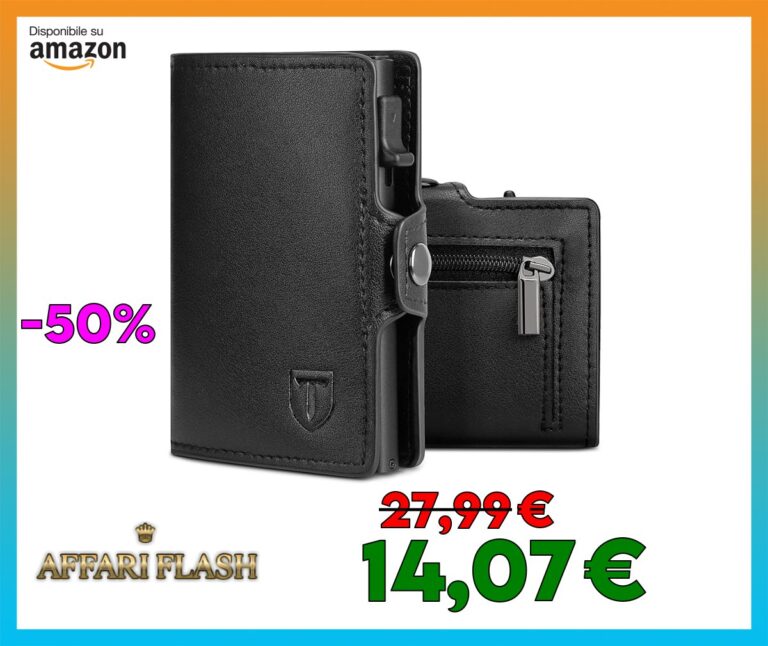 TEEHON Porta Carte di Credito da Uomo e Donna |Portafoglio Uomo| Portafoglio Uomo Slim RFID | Portacarte uomo Mini Porta Tessere | Con ZIP | Scatola Regalo | Nero (A