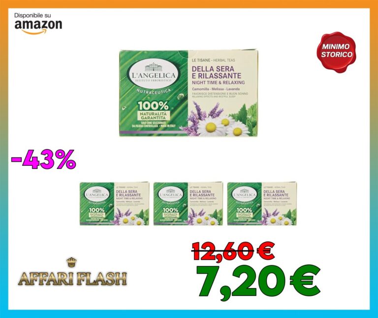 L’Angelica, Tisana Funzionale Calmante e Rilassante per Dormire a Base di Camomilla e Passiflora, Tisane con Effetto Distensivo, Vegan, Confezione da 80 Filtri
