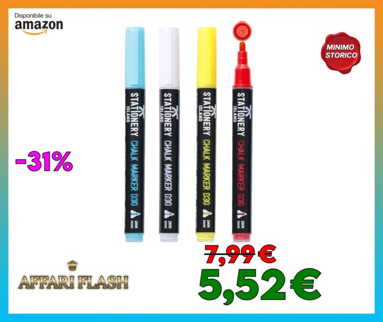STATIONERY ISLAND Pennarelli Gesso Liquido Cancellabili, Pennarello Lavagna Cancellabili, Pennarelli Colorati Per Vetro, 3MM Set Di 4