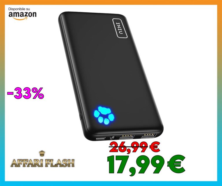 INIU Power Bank, 10000mAh Ultra Sottile & Leggero Ricarica Rapida Powerbank, Caricatore Portatile Porta per iPhone 16 15 14 13 12 Pro Max Mini Plus Samsung Huawei iPad Pro etc