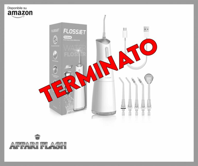FlossJet Idropulsore Dentale Portatile Irrigatore Orale Professionale 4 Modalità e Capacità 300ML Elettrico Water Flosser Pulizia Denti Tartaro Ricaricabile Impermeabile IPX7 per Viaggi a Casa Bianco
