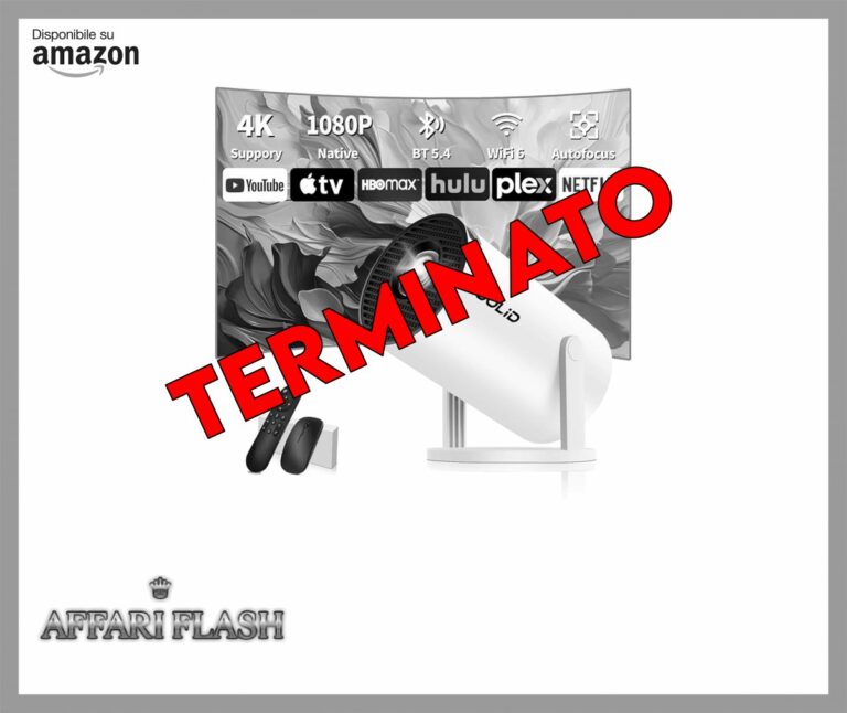 [App Integrata]Mini Proiettore 1080P HD,Proiettore Portatile con WiFi 6 BT 5.4,Videoproiettore con Messa Fuoco Automatica e Correzione Automatica Del Trapezzo,Applicabile Chiavetta TV/USB/HDMI/Laptop