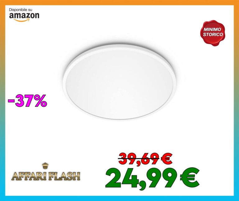Philips Lighting Lampada da Soffitto LED Superslim, Equivalente a 18 W, 27 K, IP20, Non Dimmerabile, Metallo, Bianca, 18 W