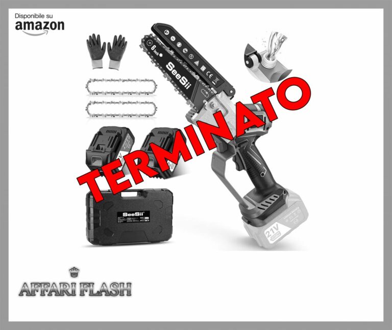 SEESII Motosega a Batteria 6 Pollici, Mini Motosega Senza Spazzole con 2 * 4000 mAh Batterie, Lubrificazione Automatica, Ideale per Esterno e Giardinaggio