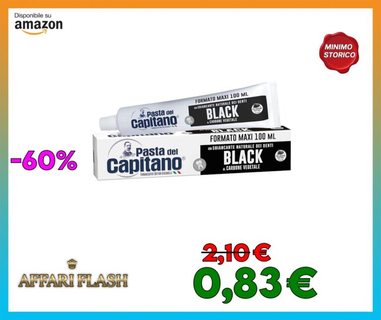 Pasta del Capitano, Dentifricio Carbone Vegetale Attivo Bio, Sbiancante Naturale dei Denti in Pasta Nera, Efficace contro le Sostanze che Macchiano lo Smalto, 100% Made in Italy, Tubetto da 100 ml