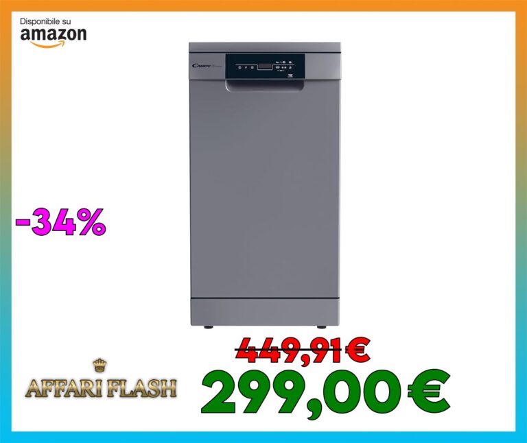Candy Brava CDPH 2D1047S Lavastoviglie Slim a Libera Installazione, 10 Coperti, 5 Programmi, Ciclo Rapido, Classe E, AxLxP 85x45x58 cm, Argento [Classe di efficienza energetica E]