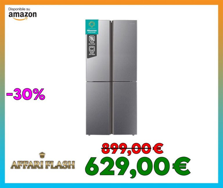Hisense MQ79427SF Frigorifero Quattro Porte Americano, 427 litri, Finitura Argento, Total No Frost, Classe F