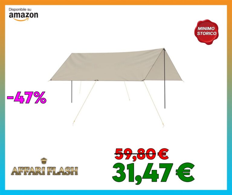 Outsunny Tenda Parasole da Campeggio in Tessuto Oxford per Escursioni con Borsa da trasporto, Funi, Picchetti e Aste Incluse, 300x500x240 cm, Colore Cachi