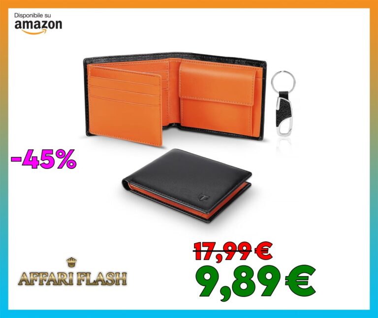 TEEHON® Portafoglio Uomo Slim Vera Pelle Blocco RFID, con Tasca Portamonete,2 Scomparti Banconote,10 Porta Carte di Credito, Portachiavi. Portafogli Piccolo Sottile