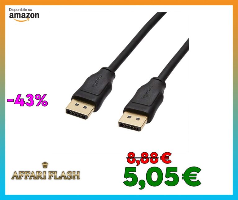 Amazon Basics Cavo Display Port/Display Port, 1.8 m, Nero