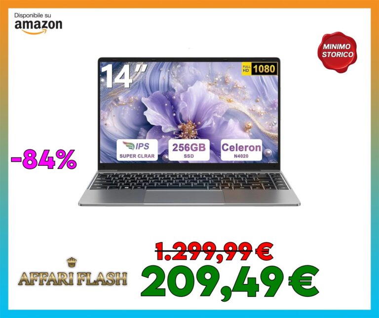 bvate PC Portatile 14 pollici Notebook Win 11 upto 2.8 GHz 256 GB ROM Supporta l’espansione SSD 1TB Celeron N4020 2.4G+5G WiFi 4.2 USB HDMI Tastiera italiana membrana mouse senza fili