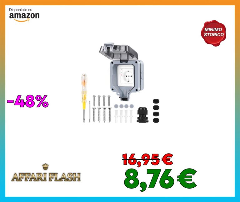 Chilymes 1 presa esterna impermeabile, Ip66, resistente alle intemperie, presa da parete per esterni, presa esterna con interruttore indipendente, presa da parete con interruttore per giardino,