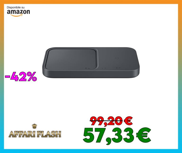 Samsung Wireless Charger Duo 15W Fast Charging 2.0 con Caricabatterie 25W, Grigio scuro