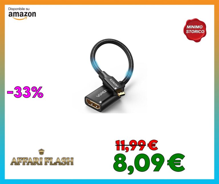 UGREEN Cavo Micro HDMI Adaptador 3D 4K 60hz Alta Velocidad Compatibile con Fotocamere Videocamera Cámara TV PC Laptopp, Nero