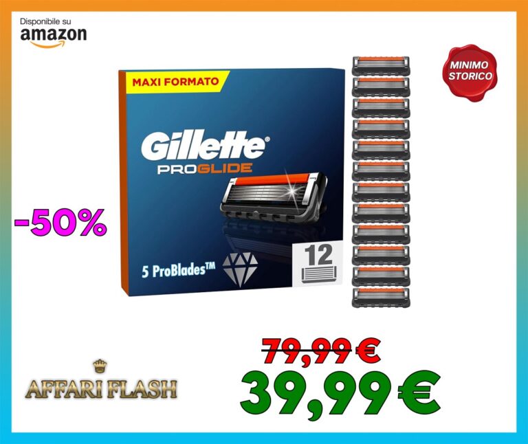 Gillette Proglide 12 Lametta Di Ricambio Per Rasoio Con Doppia Lubrificazione Prima E Dopo Le Lame E Lubrificazione EverGlide Per Una Profondità E Un Comfort Incredibili, Lama Barba Uomo