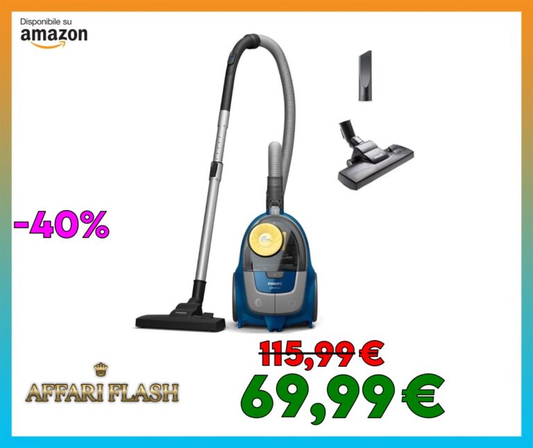 Philips Aspirapolvere Serie 2000, Senza Sacco, 850W, PowerCyclone 4, Filtro Super Clean Air, Design Compatto, Capacità 1,3L, Blu (XB2125/09)