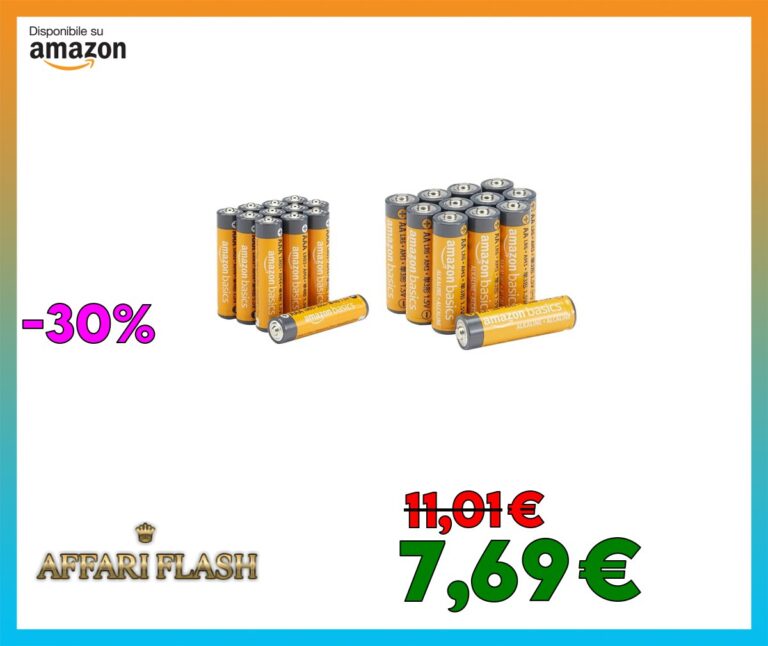 Amazon Basics, confezione da 24 batterie alcaline AA e AAA ad alte prestazioni, 12 batterie AA e 12 batterie AAA, 1,5 Volt, durata di 10 anni