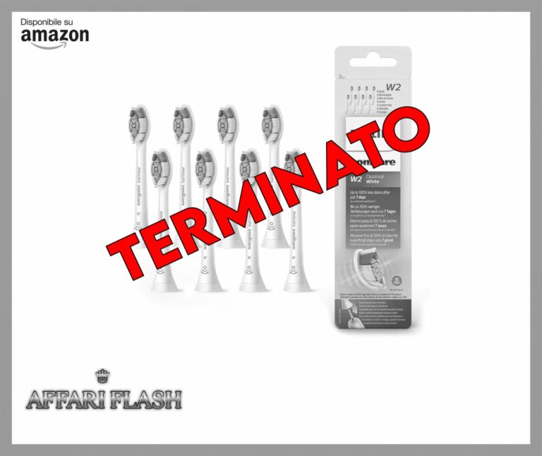 Philips Sonicare HX6068/12 Pack da 8 Testine di Ricambio W2 Optimal White Standard per Spazzolino Elettrico Sonico, con RFID, Per Denti Bianchi, Bianco