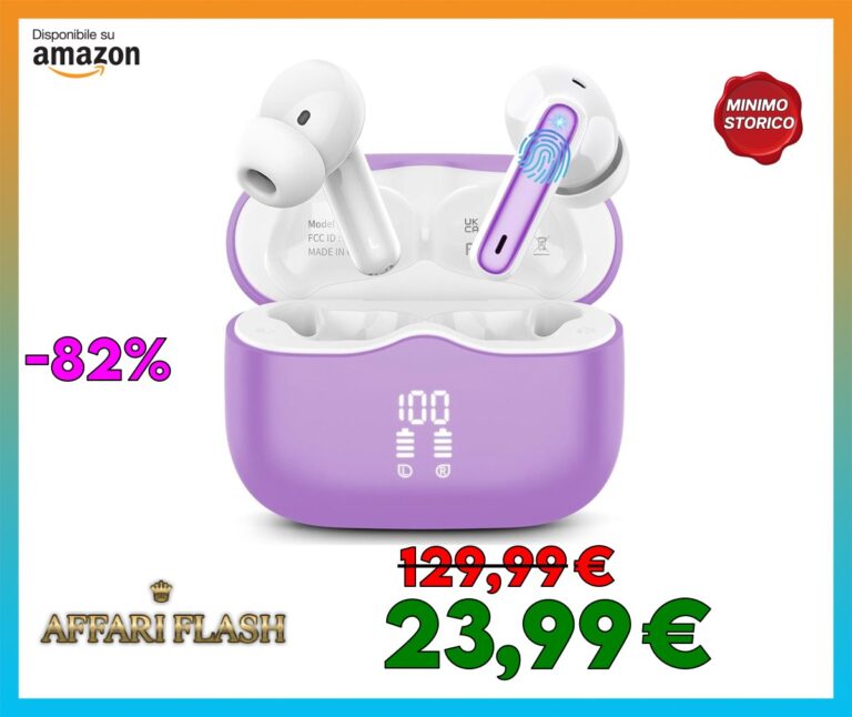 Cuffie Bluetooth 5.4 In Ear, Auricolari Bluetooth HiFi Stereo con 4 Microfoni ENC Cancellazione Rumore, 40 Ore Cuffie Wireless LED, IP7 Impermeabili Cuffiette Sport, Cuffie Senza Fili USB