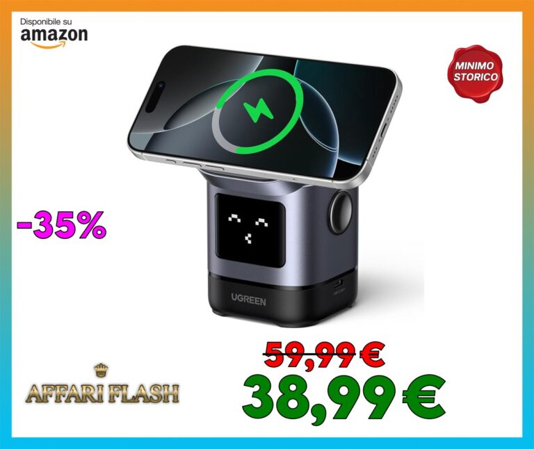 UGREEN UNO Caricatore Magnetico Qi2 15W, Stazione di Ricarica Wireless 2 in 1 per Cuffie Compatibile con iPhone 16/15/14/13/12 Serie, AirPods PRO 2/3