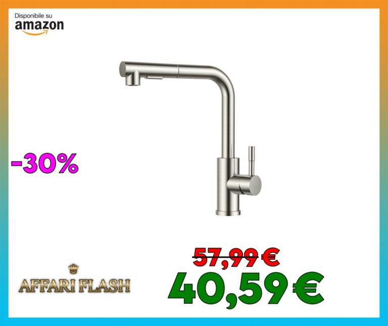 FORIOUS Rubinetto Lavello Cucina, Miscelatore Cucina con Doccetta Estraibile Acciaio Inox Ad Alta Pressione Orientabile a 360