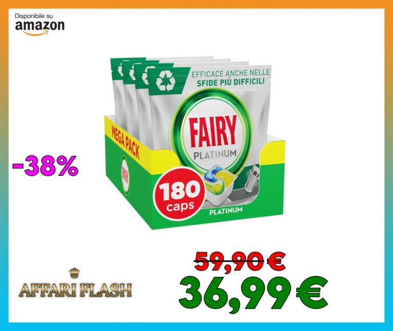 Fairy Platinum Detersivo Pastiglie Lavastoviglie Brillantante, 180 Capsule Lavastoviglie, Limone, con Sistema Di Prelavaggio Integrato, Efficace nelle Sfide Difficili Contro lo Sporco