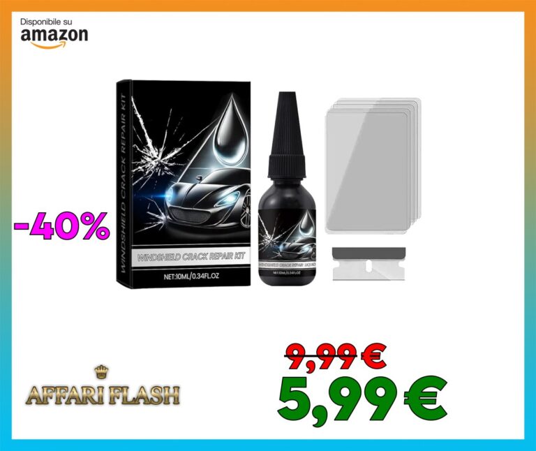 Liquido di Riparazione Crepa Vetro,Colla per la Riparazione del Parabrezza Dell’auto,Strumento di Ripristino Vetri Auto,Kit Riparazione Parabrezza Auto,10ML+Lama+Pellicola Polimerizzata*5