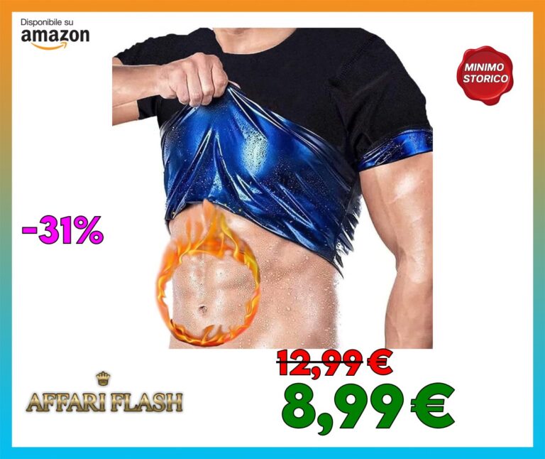 ️ SKYWPOJU Canotta Dimagrante Uomo Maglia Sauna Sudare Snellente Polimero Maglietta Sportivo Gilet Modellante Sauna Fitness Manica Corta T Shirt Palestra Sudore Sportivo Body Shaper