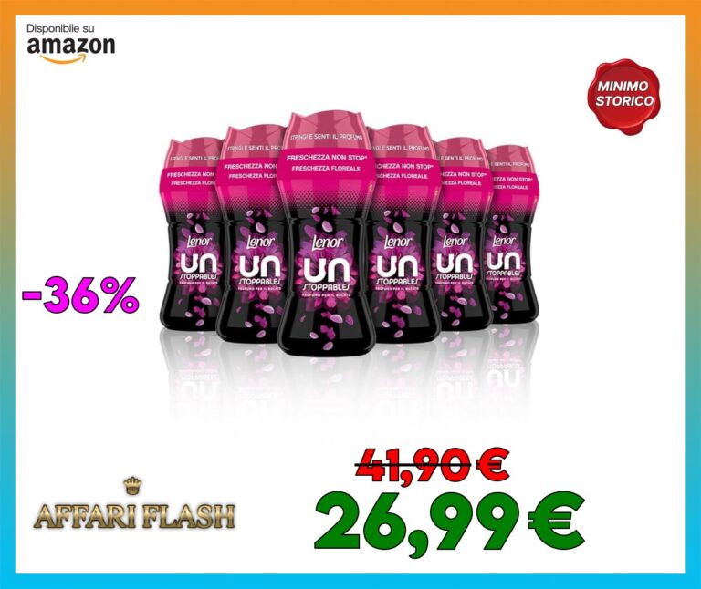 Lenor Profumatore Bucato Lavatrice Unstoppables Freschezza Floreale, Maxi Formato 6 x 195g