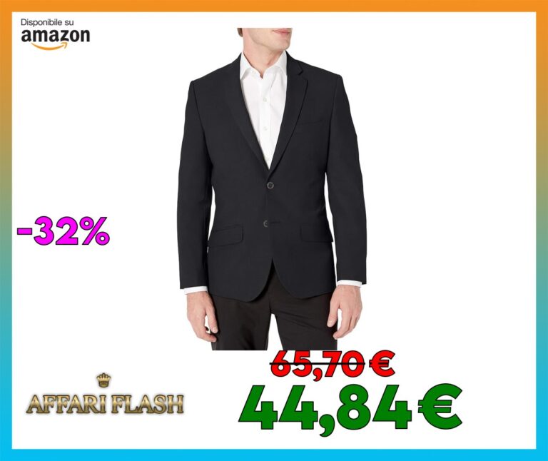 Amazon Essentials Blazer Elasticizzato vestibilità Aderente a Maniche Lunghe con Bottoni sul Davanti Uomo