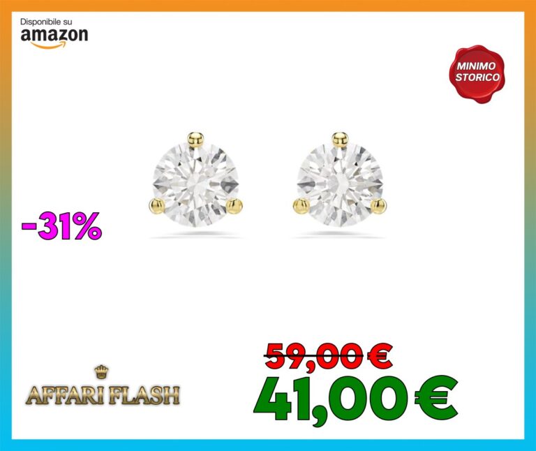 Swarovski Orecchini a bottone solitario, taglio rotondo, bianco, placcato color oro