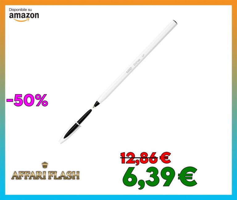 BIC Cristal Up, Penne Nere a Sfera, Punta Media 1.2mm, 20 Unità, Cancelleria Scuola e Ufficio, Scrittura Scorrevole