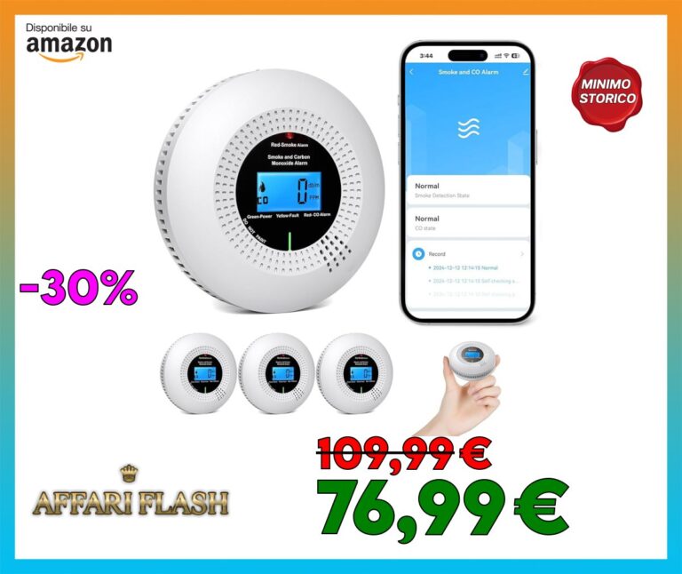 PHYSEN WiFi Rilevatore di Fumo e Monossido di Carbonio, con 10 Anni di Durata e Batteria Sostituibile, Rilevatore Combinato Intelligente Compatibile con l’App Tuya, Conforme EN14604 e EN50291, 3St
