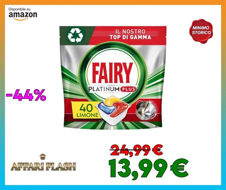 Fairy Platinum Plus Pastiglie Lavastoviglie, 40 Capsule, Limone, Detersivo Con Tecnologia Anti